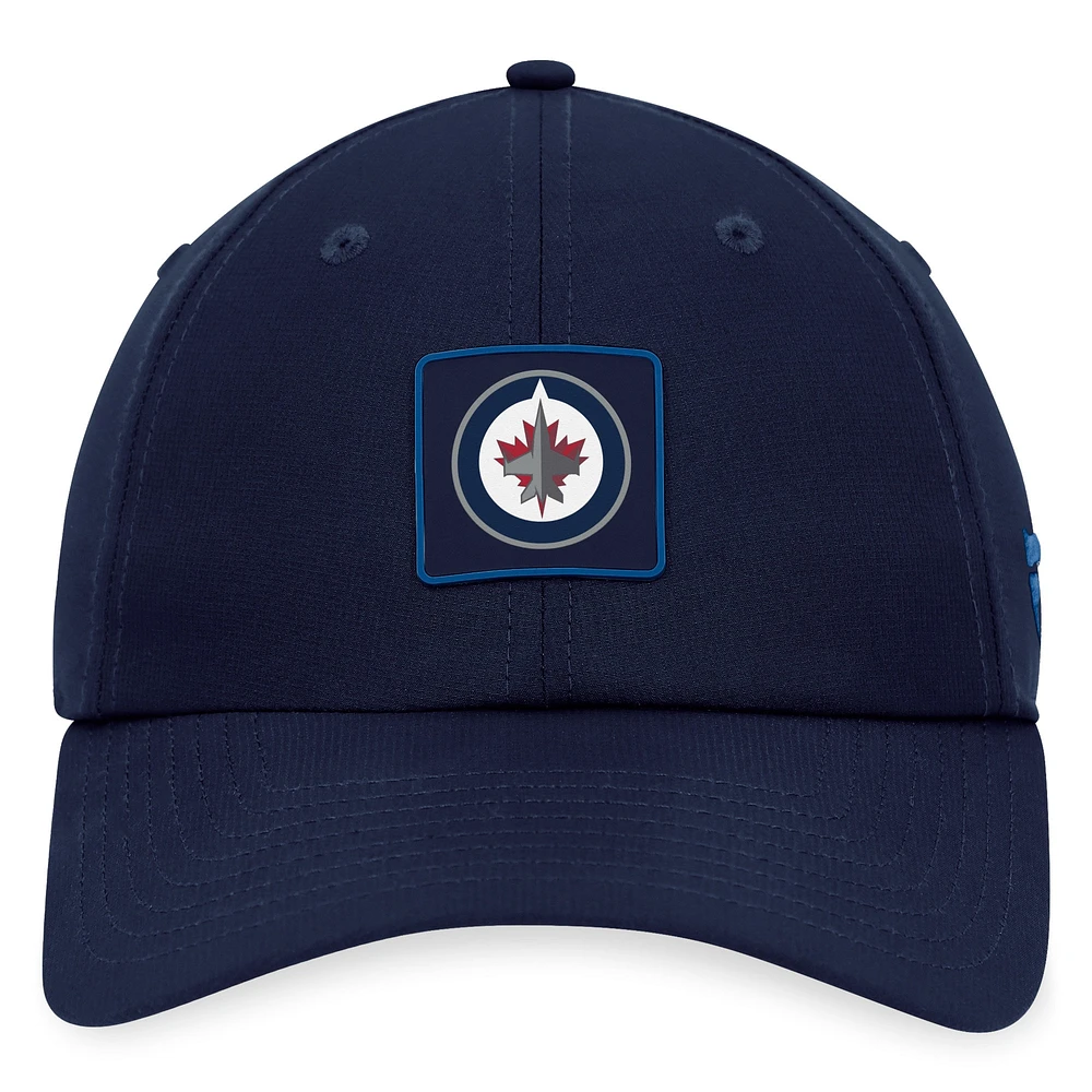 Casquette de performance ajustable authentique Pro authentique des Jets de Winnipeg Fanatics pour hommes, bleu marine