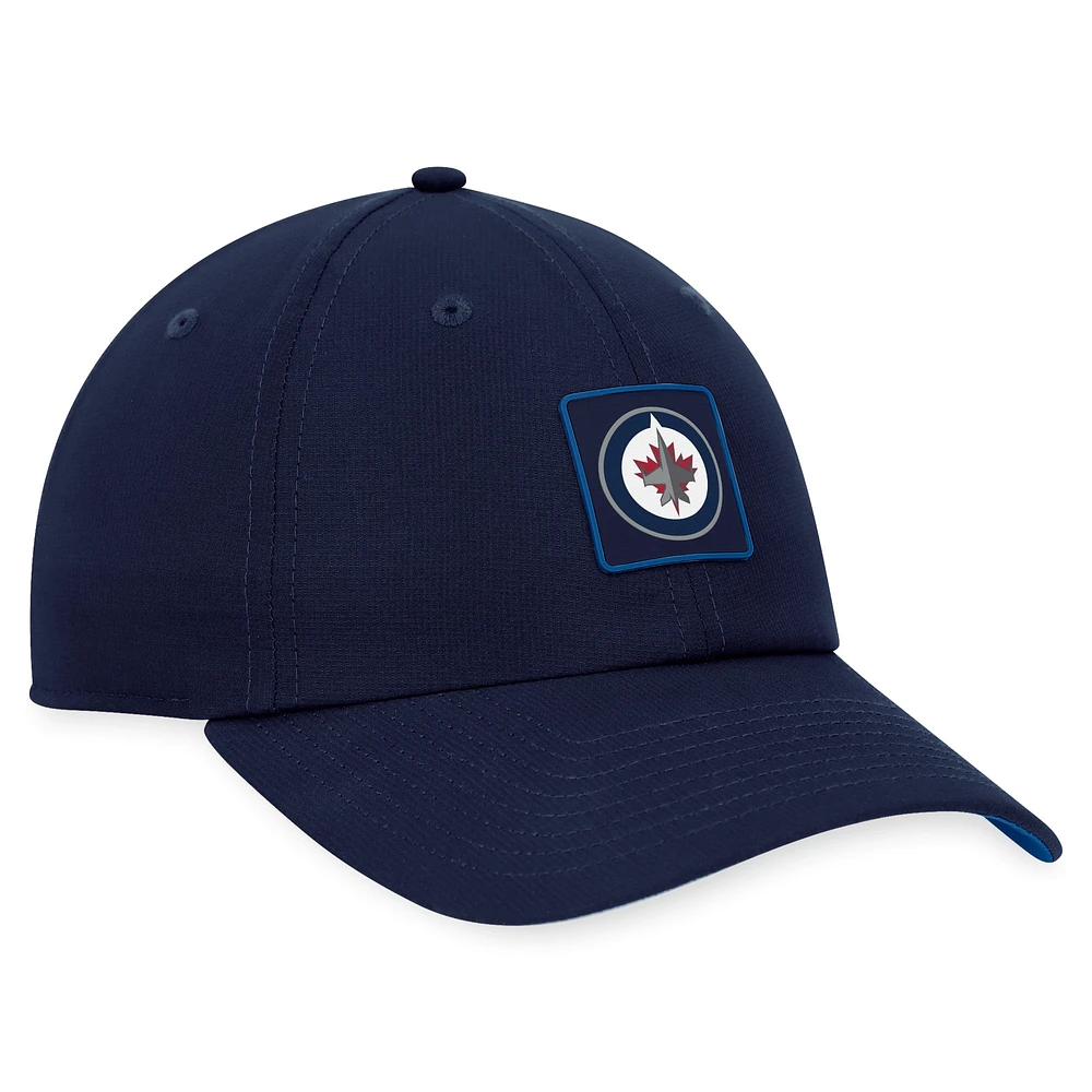 Casquette de performance ajustable authentique Pro authentique des Jets de Winnipeg Fanatics pour hommes, bleu marine