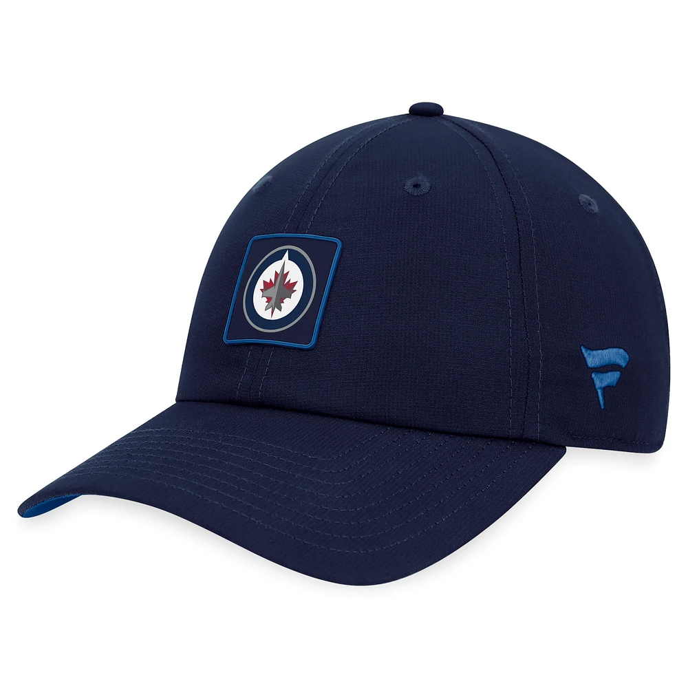 Casquette de performance ajustable authentique Pro authentique des Jets de Winnipeg Fanatics pour hommes, bleu marine