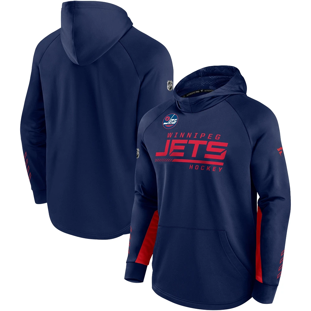 Men's Fanatics Navy Winnipeg Jets Authentic Pro Alternate Logo Locker Room - Raglan Pullover Hoodie