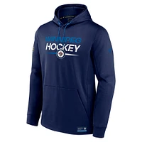 Sweat à capuche en molleton authentique Pro bleu marine Fanatics des Jets de Winnipeg pour homme
