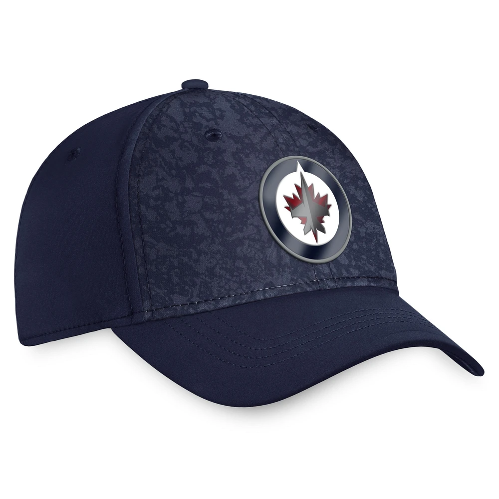 Casquette authentique Pro Flex des Jets de Winnipeg Fanatics pour hommes, bleu marine