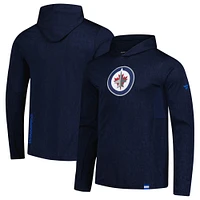 Sweat à capuche léger Authentic Pro pour homme Fanatics bleu marine Winnipeg Jets