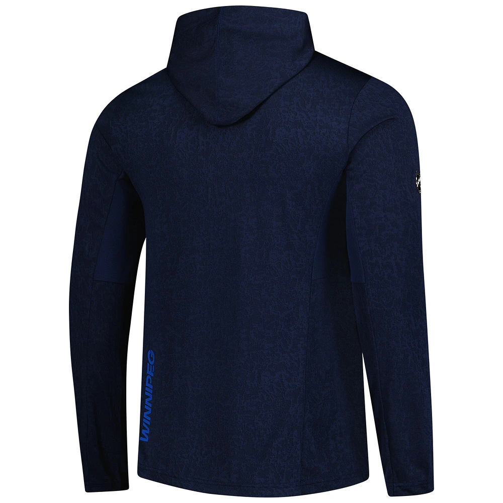 Sweat à capuche léger Authentic Pro pour homme Fanatics bleu marine Winnipeg Jets