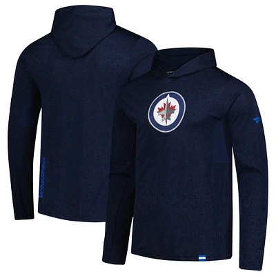Sweat à capuche léger Authentic Pro pour homme Fanatics bleu marine Winnipeg Jets