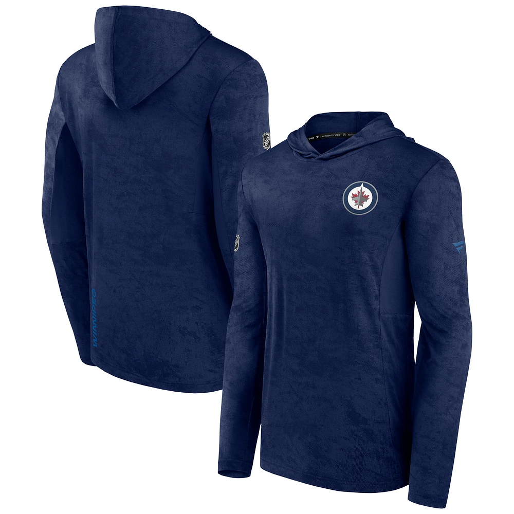 Fanatics pour hommes, bleu marine, Jets de Winnipeg Authentic Pro - Chandail à capuchon