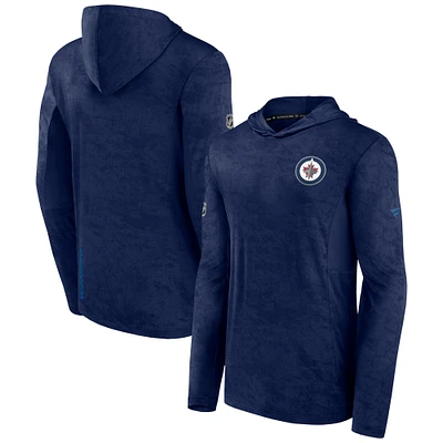 Men's Fanatics Navy Winnipeg Jets Authentic Pro - Pullover Hoodie