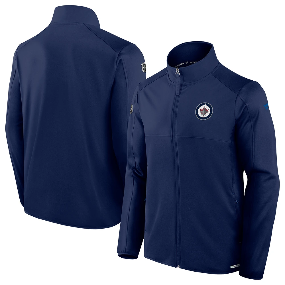 Veste polaire entièrement zippée Authentic Pro Rink de Winnipeg Jets pour homme la marque Fanatics Navy