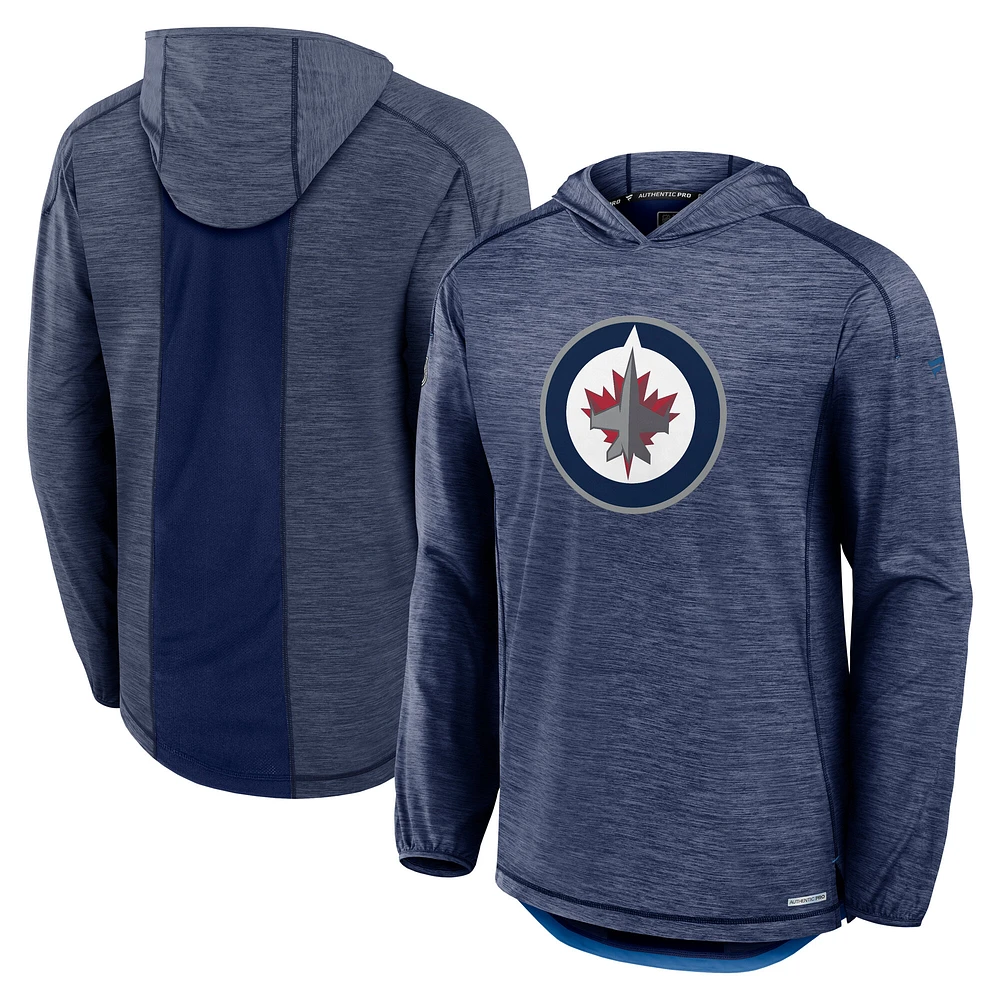 Sweat à capuche léger Authentic Pro Rink pour homme Fanatics Navy Winnipeg Jets