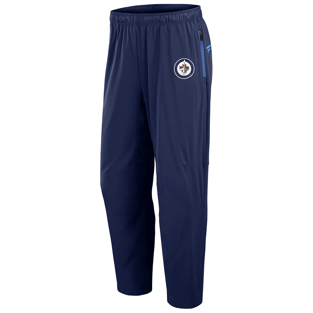 Pantalon de patinoire authentique Pro Rink bleu marine Fanatics pour homme des Jets Winnipeg