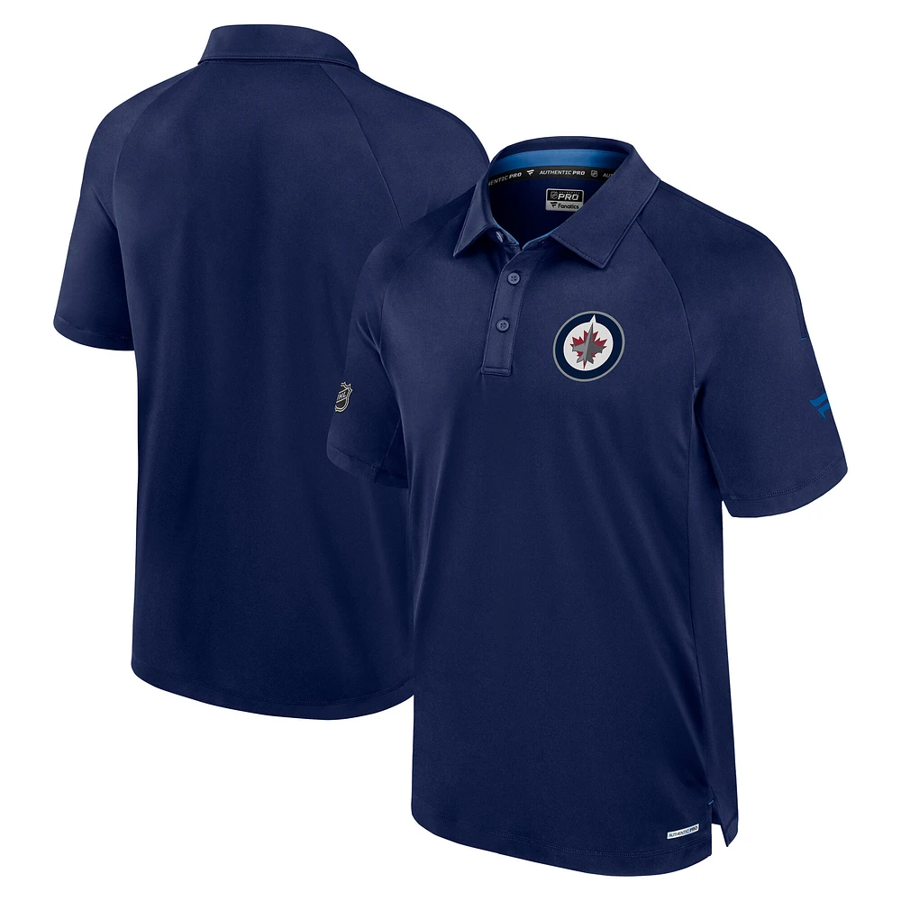 Polo authentique Pro Rink bleu marine pour homme Fanatics des Jets de Winnipeg