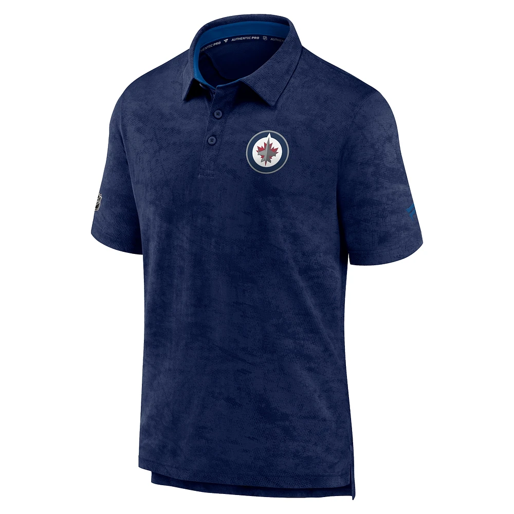 Polo authentique Pro Rink bleu marine pour homme Fanatics des Jets de Winnipeg