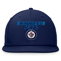 Casquette Snapback authentique Pro Rink Prime de Winnipeg Jets pour hommes de la marque Fanatics bleu marine