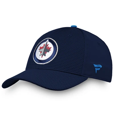 Casquette Authentic Pro Rinkside Flex des Jets de Winnipeg bleu marine marque Fanatics pour homme