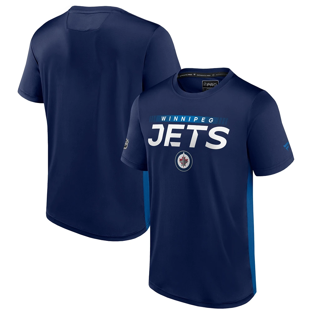 Men's Fanatics Navy Winnipeg Jets Authentic Pro Tech - T-Shirt