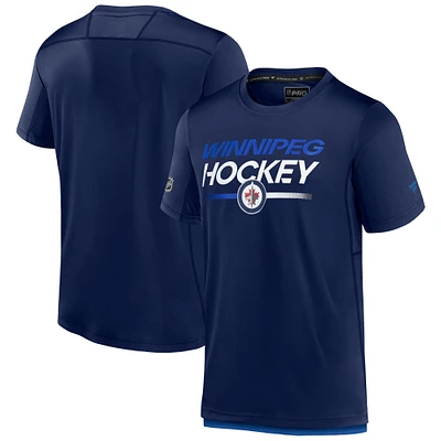 T-shirt Fanatics bleu marine authentique Pro Tech des Jets de Winnipeg pour homme