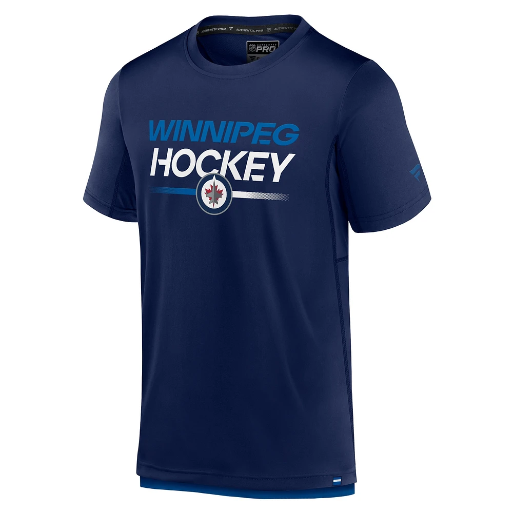 Men's Fanatics  Navy Winnipeg Jets Authentic Pro Tech T-Shirt