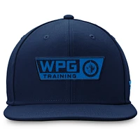 Casquette snapback authentique pour camp d'entraînement des Jets de Winnipeg Fanatics bleu marine pour homme