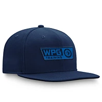 Casquette snapback authentique pour camp d'entraînement des Jets de Winnipeg Fanatics bleu marine pour homme
