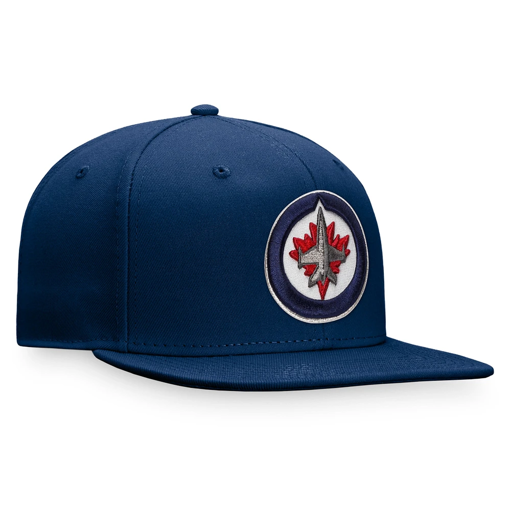 Casquette ajustée avec logo principal Fanatics Navy Winnipeg Jets Core pour hommes