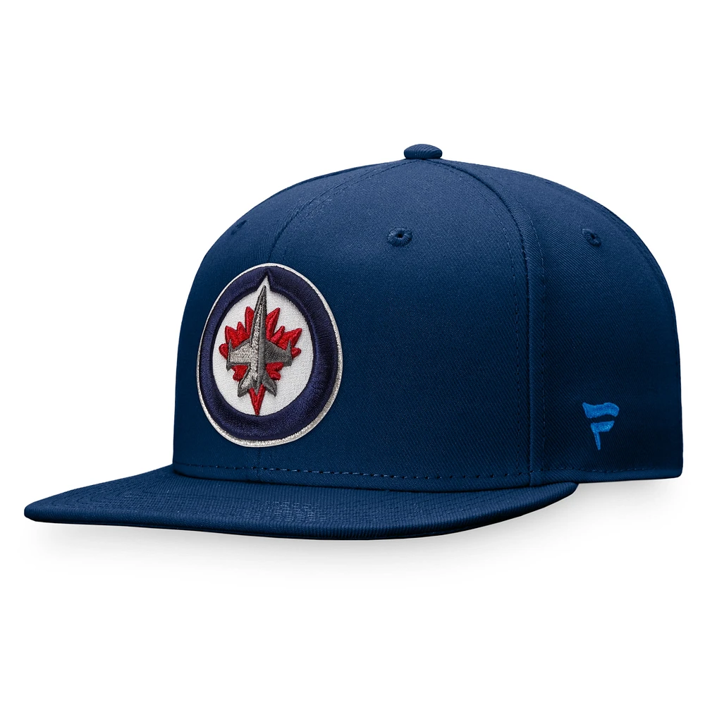 Casquette ajustée avec logo principal Fanatics Navy Winnipeg Jets Core pour hommes