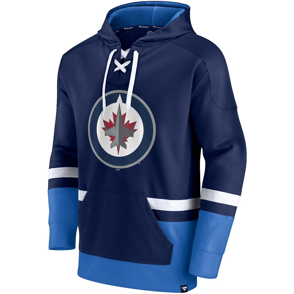 Fanatics Navy Winnipeg Jets First Battle Power Play pour hommes - Chandail à capuchon