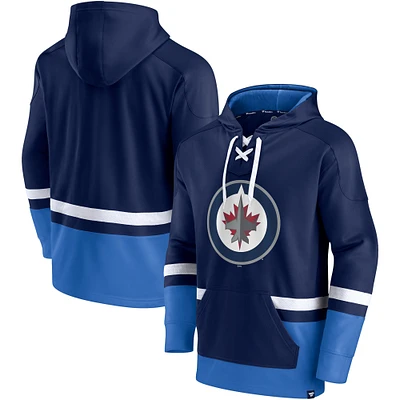 Fanatics Navy Winnipeg Jets First Battle Power Play pour hommes - Chandail à capuchon