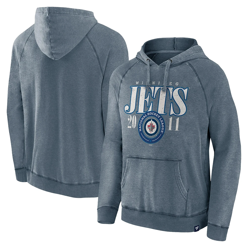 Men's Fanatics Navy Winnipeg Jets Heritage Vintage Pullover Hoodie