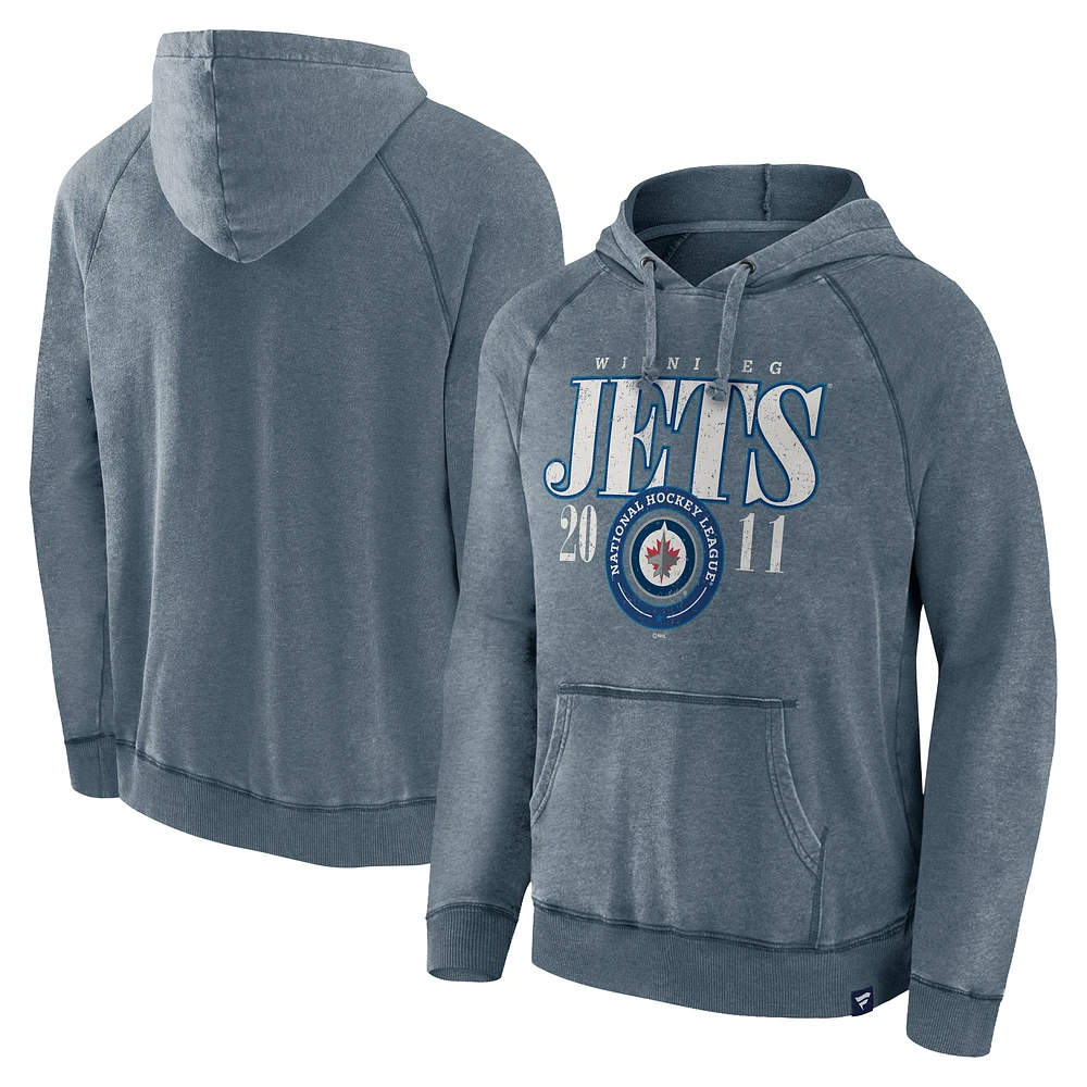 Men's Fanatics Navy Winnipeg Jets Heritage Vintage Pullover Hoodie