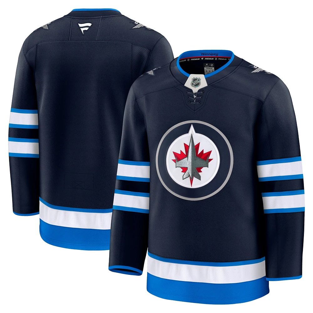 Maillot Fanatics bleu marine pour homme à domicile des Winnipeg Jets