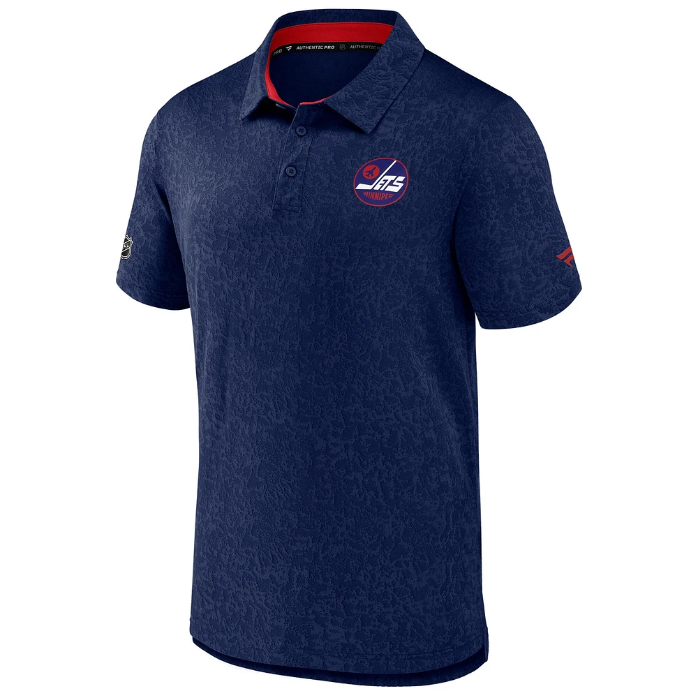 Polo jacquard bleu marine pour hommes Fanatics Winnipeg Jets