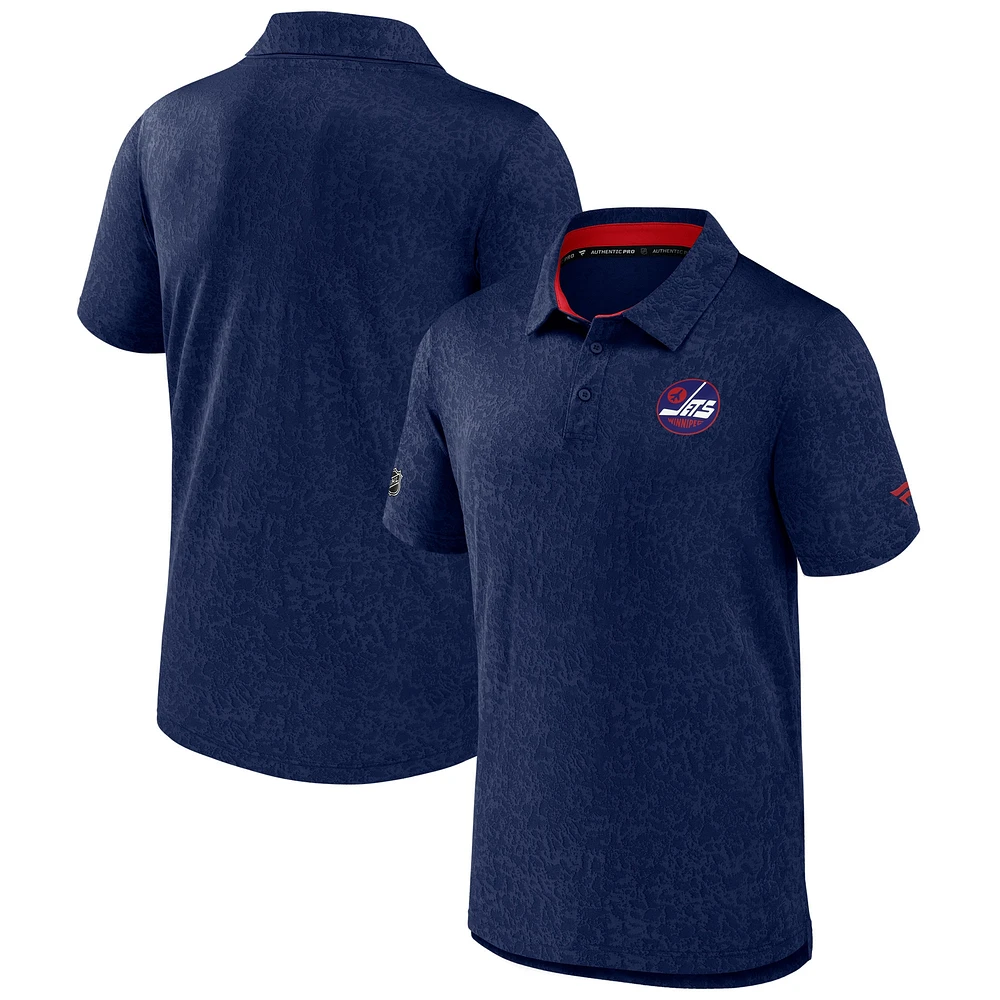 Polo jacquard bleu marine pour hommes Fanatics Winnipeg Jets