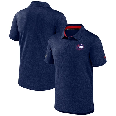 Polo jacquard bleu marine pour hommes Fanatics Winnipeg Jets