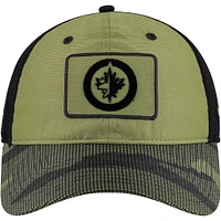 Men's Fanatics  Olive Winnipeg Jets Military Appreciation Trucker Adjustable Hat