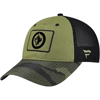 Men's Fanatics  Olive Winnipeg Jets Military Appreciation Trucker Adjustable Hat