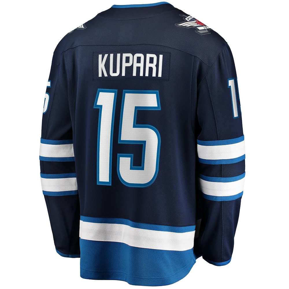 Maillot de joueur échappé Premier Breakaway Fanatics Rasmus Kupari des Jets Winnipeg, bleu marine, pour hommes