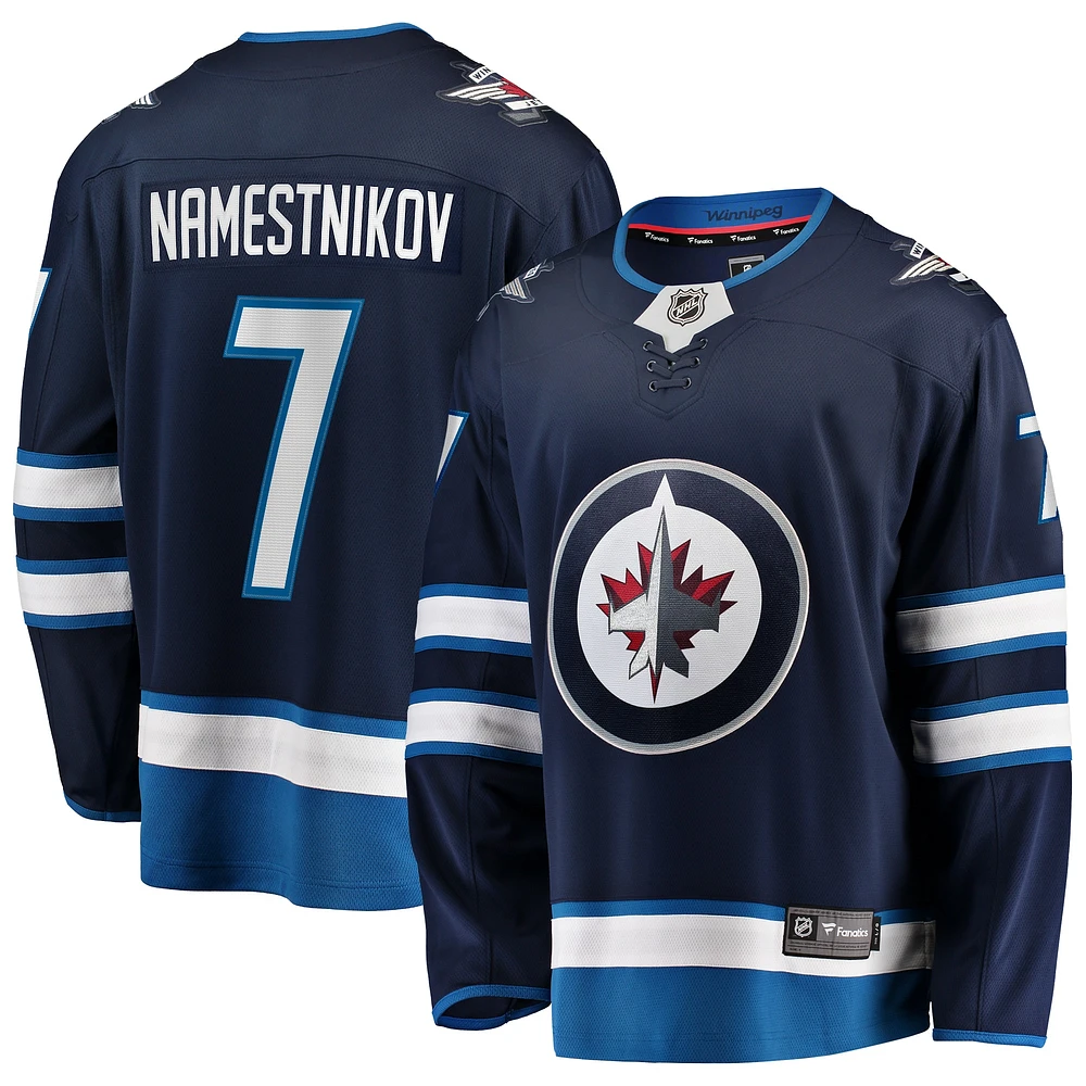 Fanatics pour hommes Vladislav Namestnikov Marine Jets de Winnipeg Accueil Premier Maillot joueur échappé