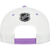 Casquette ajustable authentique Pro Hockey Fights Cancer pour homme, blanche/lavande, des Jets de Winnipeg