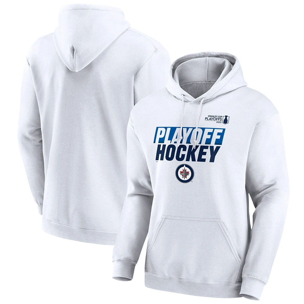 Sweat à capuche blanc Fanatics pour homme des Jets de Winnipeg, édition séries éliminatoires la Coupe Stanley 2025