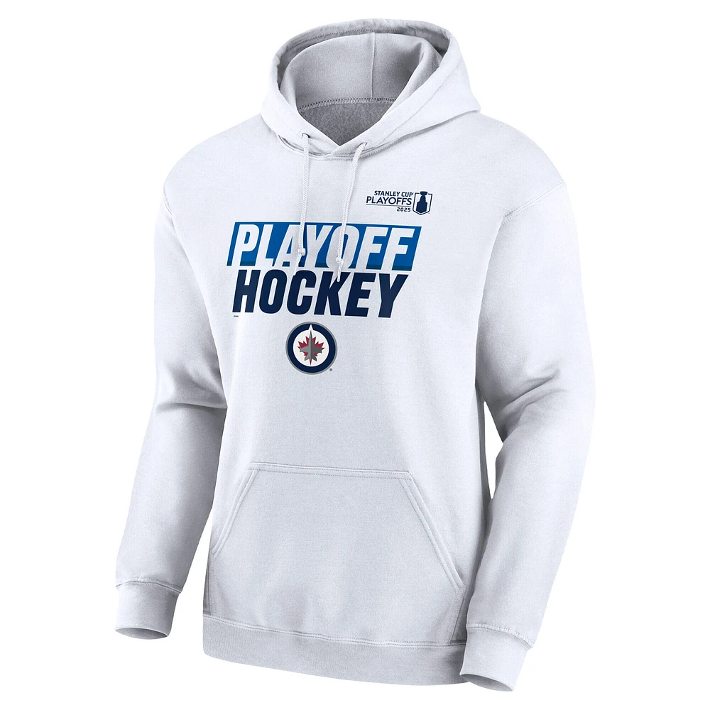 Sweat à capuche blanc Fanatics pour homme des Jets de Winnipeg, édition séries éliminatoires la Coupe Stanley 2025