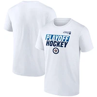 T-shirt blanc Fanatics pour homme des Jets de Winnipeg, éliminatoires la Coupe Stanley 2025