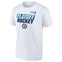 T-shirt blanc Fanatics pour homme des Jets de Winnipeg, éliminatoires la Coupe Stanley 2025
