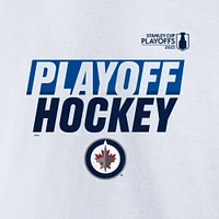 T-shirt blanc Fanatics pour homme des Jets de Winnipeg, éliminatoires la Coupe Stanley 2025