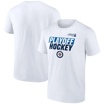 T-shirt blanc Fanatics pour homme des Jets de Winnipeg, éliminatoires la Coupe Stanley 2025