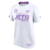 Men's Fanatics White Winnipeg Jets Hockey Fights Cancer Performance - T-Shirt