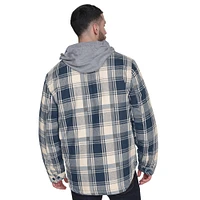 Men's G-III Sports by Carl Banks  Navy Winnipeg Jets Fullback Plaid Polyfilled Full-Button Jacket