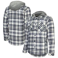 Men's G-III Sports by Carl Banks Navy Winnipeg Jets Pickoff Plaid Fleece Shirt Jacket Hoodie