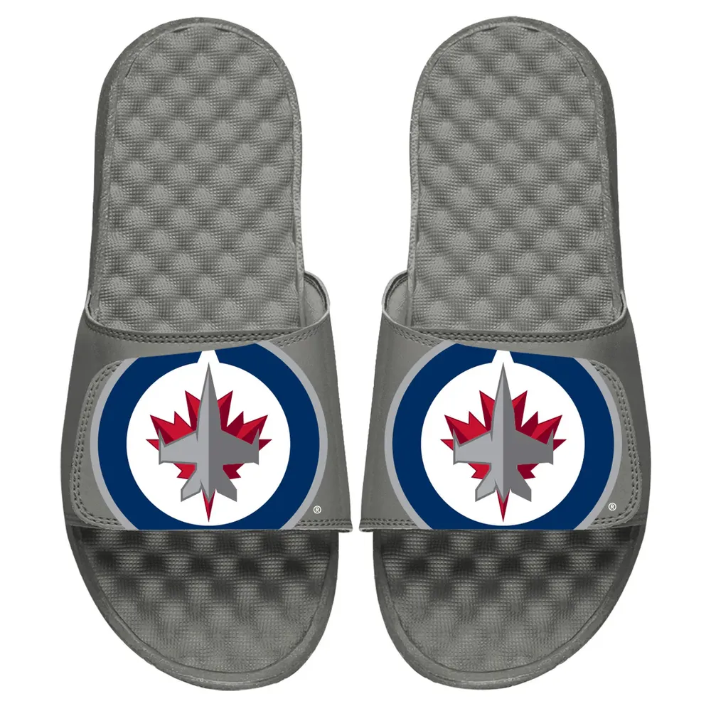 Lids Winnipeg Jets ISlide Blown Up Logo Slide Sandals - Gray