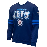 Men's Mitchell & Ness Navy Winnipeg Jets All Over Pullover Sweatshirt