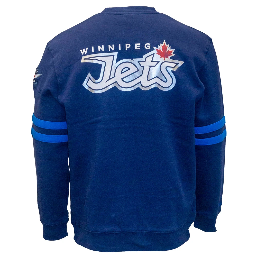Men's Mitchell & Ness Navy Winnipeg Jets All Over Pullover Sweatshirt